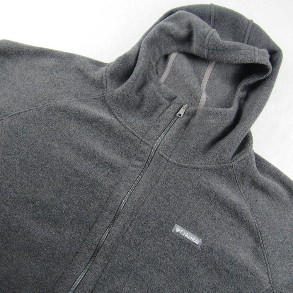 Columbia Fleece Hoodie Mens 3X Gray Full Zip Raglan Outdoor